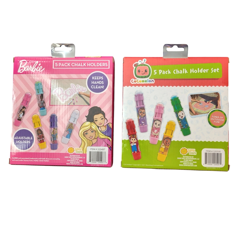 Sunny Days Barbie and CoComelon 5 Pack Chalk Holder Set - Multicolor - Picture 2 of 4
